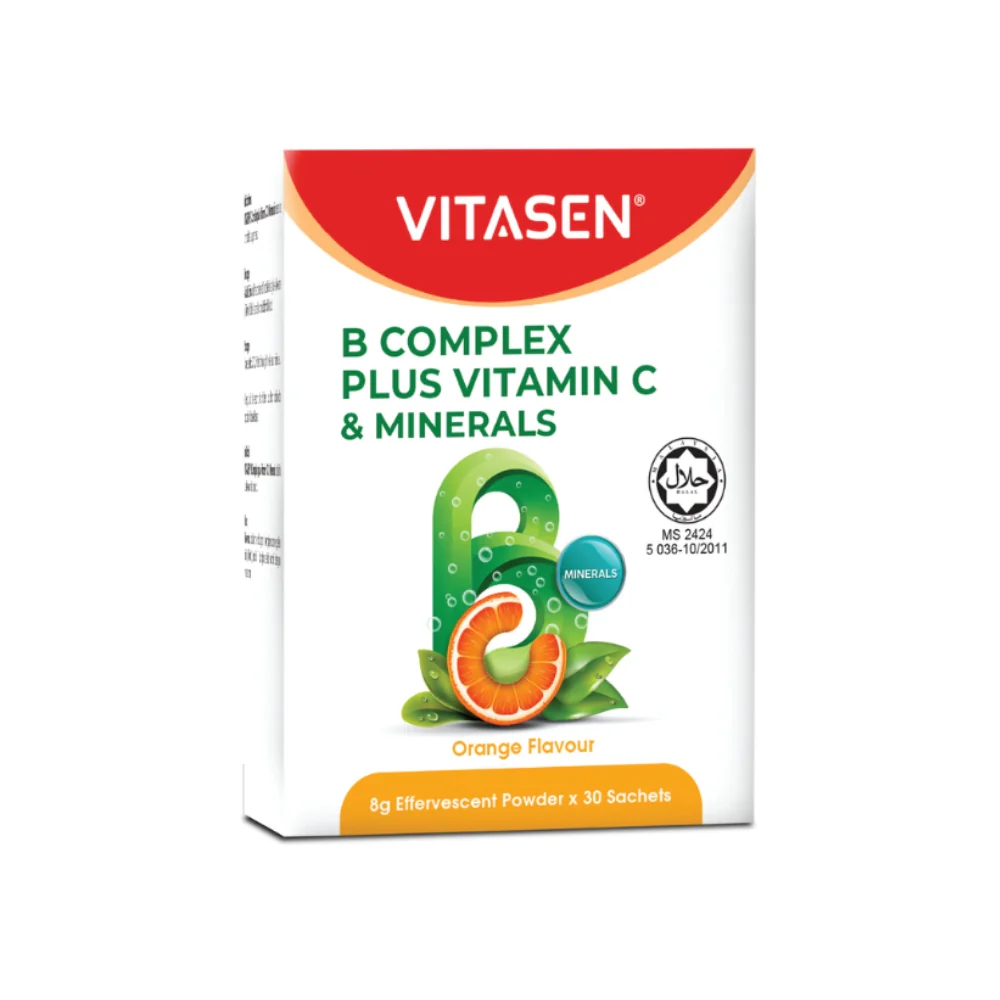 VITASEN B COMPLEX PLUS VITAMIN C & MINERALS EFFERVESCENT POWDER OR 30S